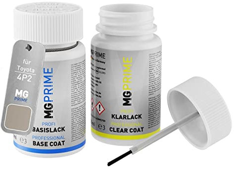 MG PRIME Autolack Lackstift Set für Toyota 4P2 Beige Shining Flake Metallic/Burnished Gold Metallic Basislack Klarlack je 50ml