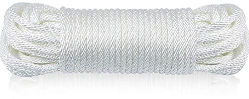 Huouo 1/4 tum flaggstång rep – massiv fläta polyester flagga halyard linje designad för flaggstång (50 fot)
