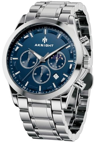 Benyar Herren-Armbanduhr, modisch, Chronograph, wasserdicht, aus Edelstahl, Businessuhr, Sportuhr, lässig, Armbanduhr für Männer
