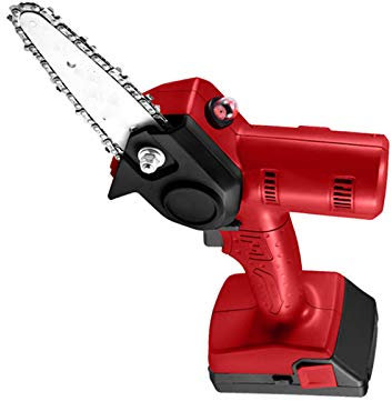 XUMI Mini tronçonneuse de 4 Pouces avec avec bidon d'huile, Tronçonneuse électrique sans Fil, Scie à chaîne portative à Une Main pour Couper des Branches et du Bois,2.0ah 1pcs Battery