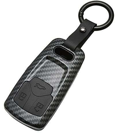 ontto Autoschlüssel Hülle für Audi A4 B98 S4 A5 F5 A6 A7 A8 D5 Q2 Q5 Q7 RS4 RS5 SQ5 SQ7 TT TTRS R8 Fernbedienung Cover ABS Schlüsselhülle Schlüsselanhänger Schlüssel Schutz Etui-Kohlefaser Schwarz
