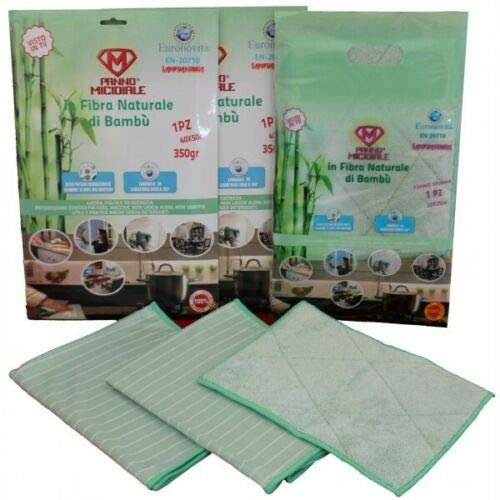 EURONOVITA' SRL Panno Bamboo Panno Bambu' per pulizia casa 2PZ 40X50+1PZ 20X25 350GR EN-20710