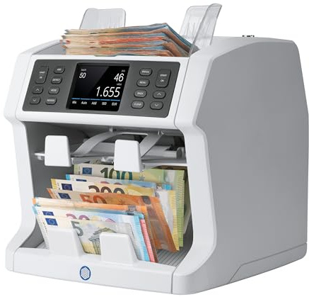 Safescan 2985-SX Money Counting Machine - Counts and Sorts Banknotes - Cash Counting Machine with 7-Point Counterfeit Money Detector - Money Counter Machine - Suitable for the New King Charles Notes