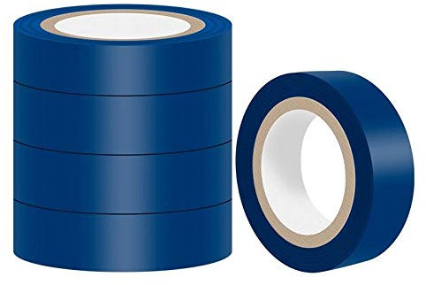 Cinta aislante eléctrica de PVC, cinta aislante, cinta impermeable retardante de llama, alta presión y resistencia a la abrasión-Azul 10 metros * 5 rollos