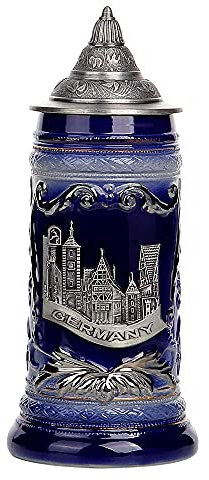 0.6L Chope Bière Allemande German Beer Mug Oktoberfest bière chope allemand aigle coffret souvenir cadeau fête des pères, 0,85 litre verre