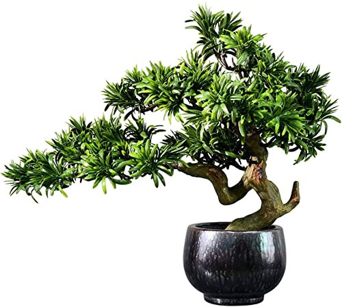 dtkmkj Künstliche Bonsai-Willkommens-Kiefer, 15-Zoll-Simulations-Topfpflanzen-Schreibtisch-Display, geeignet für Home-Office-Shop-Dekoration