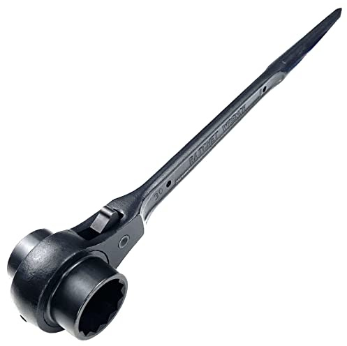 WEDO Scaffold Podger Ratchet Wrench,Double Side Socket Wrench,Quick Release 32x36mm Spud Wrench,Length 435mm Ratchet Spanner,Cr-V,Die-forged Ratcheting Socket Wrench