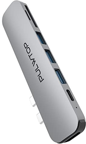 PULWTOP Adaptador 7 en 2 para MacBook Air USB C Hub Dual DisplayPort | Tipo C Adaptador a HDMI 4K 60Hz,USB 3.0,Lector de Tarjetas SD/TF Compatible con MacBook Air 2022/2020/2019/2018,Pro 2020/2019