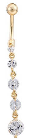 Banemi Beste Freundin Bauchnabelpiercing, Ring Damen Edelstahl Bauchnabelpiercing Weiß Runder Zirkonia Tropfen Bananabells Partei-Hochzeits-Schmuck