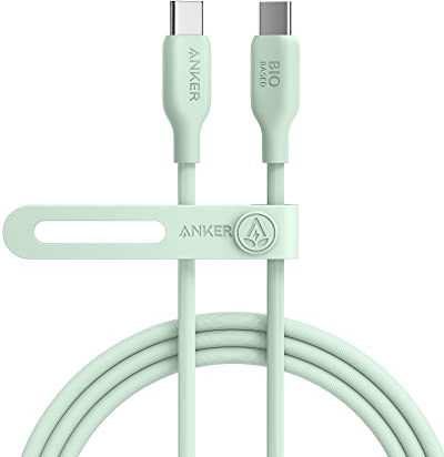 Anker 543 USB C to USB C Cable (240W 6ft), USB 2.0 Bio-Based Charging Cable for MacBook Pro, iPhone 17/16/15, iPad Pro, Samsung Galaxy,and More (Natural Green)