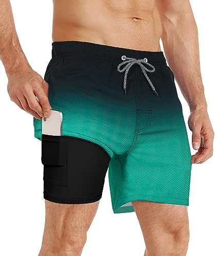 APTRO Mens Swimming Shorts Compression Liner 7 Board Shorts | Board shorts,Swim trunks,Quick dry,2 in 1
