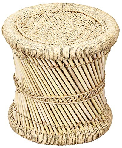 Marrakesch Hocker Beistelltisch aus Bambus Benita ø 36 cm | Ideal im Garten Terrasse und Balkon