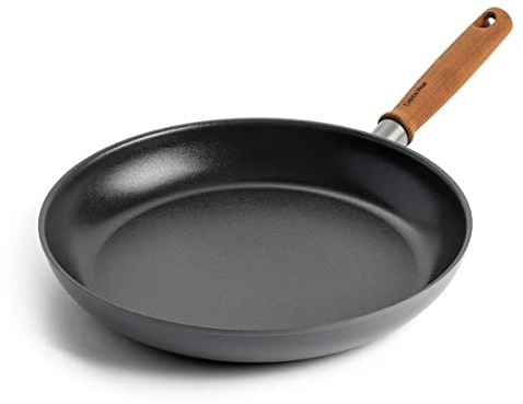 Greenpan Mayflower Pro Hard Anodized Healthy Ceramic Nonstick 26 cm Frying Pan Skillet, Vintage Wood Handle, PFAS-Free, Induction Suitable, Charcoal Gray