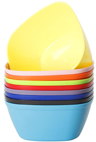 Youngever 9 Pack 350ML Plastic Bowls, Re-usable Snack Bowls, Kids Plastic Bowls, Set of 9 (9 Rainbow Colors)
