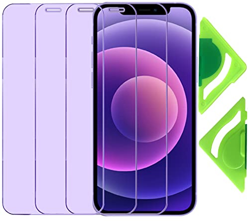 VerTreV Anti-Blaulicht-Bildschirmschutzfolie für iPhone 12 mini(3er Pack) mit General Aligner,2.5D Rand 9H Gehärtetes Glas Schutzfolie für iPhone 12 mini
