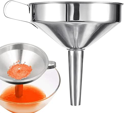 Imbuto in acciaio inossidabile, imbuto da cucina in acciaio inossidabile 304 con rimozione filtro in acciaio inox filtro per alimenti per trasferire liquidi, olio, polvere, imbuto in metallo per uso