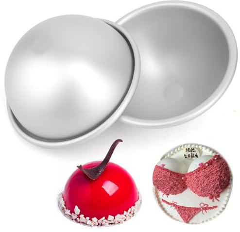 Kuppel-Kuchenform, 12,7 cm, 2 Stück, Fußball-Kuchenform, Halbkugel-Kuchenform, 3D-Fußball-Kuchenform, Aluminium-Kuchendekorationsform, Antihaft-Backwerkzeug