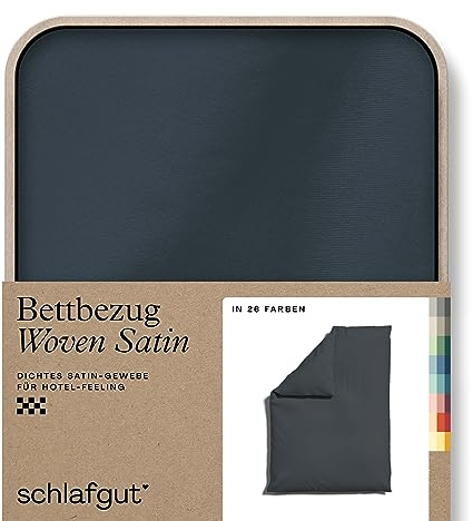schlafgut Woven Satin Bettwäsche 135x200cm Bettdecke Bezug einzeln, Grey Deep Uni in Hotelqualität mit 100% Baumwolle | Bettbezug, Deckenbezug, Grau, Satin, 100% Baumwolle, Hotelqualität, bügelfrei, OEKO-TEX