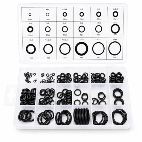 225 Teiliges O Ring Sortiment Set, Gummi Dichtungsringe Dichtungs Unterlegscheibe aus Nitrilkautschuk Dichtungs Sortiment Set Dichtungsset für die Reparatur von Kfz Wasserhahn