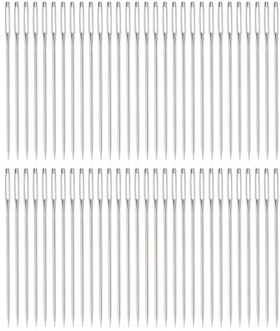 QUARKZMAN 60 Agujas Grandes para Ojos de 2.2 Agujas de Costura a Mano de Acero Inoxidable para Bordado y Cuero
