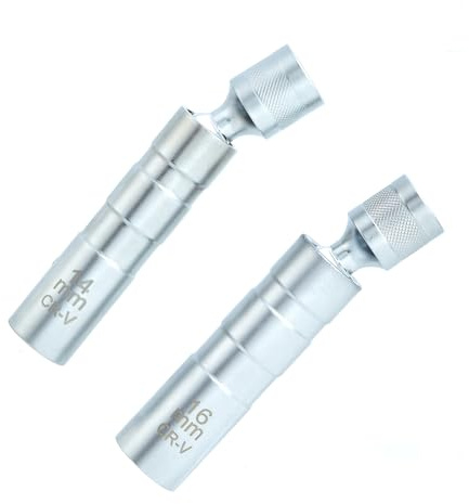 2 Stück Zündkerzenschlüssel 14mm und 16mm, ZüNdkerzenschlüSsel Set, ZüNdkerzen Nuss, Magnet Universal Flexibel, Entfernen Von ZüNdkerzen, ZüNdkerzenschlüSsel Entferner Installer, Kerzenschlüssel.