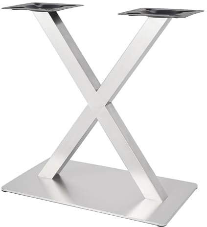 Konfiur Tischgestell, X-Form Tischfüße Edelstahl Modell X Tischgestell, Tischbeine Untergestell Tischkufe, Möbelkufen Tischsäule, Tischfuß für Gastrotisch, 70cmx40cmx72cm Silber