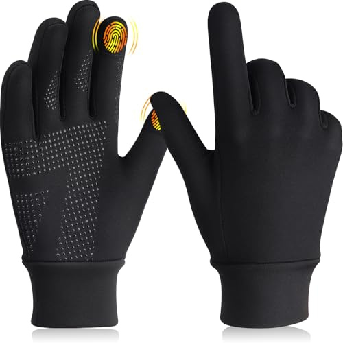 GXCROR Guantes de correr para pantalla táctil, guantes de forro polar, guantes deportivos cálidos, resistentes al viento, guantes de invierno, forro de guantes para hombre y mujer