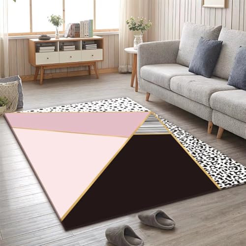 Kunsen 100X160CM Antirutschmatte Für Teppich Regionaler Abstrakter Stil Korridor Wohnzimmer Widerständiges kurzes Haar Schlafzimmer Schwarz Flickenteppich Ankleidezi
