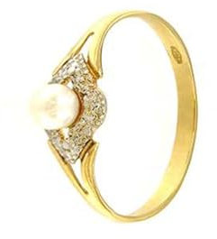 forme di Lucchetta - Anello con Perla di Fiume in Oro Giallo 18K