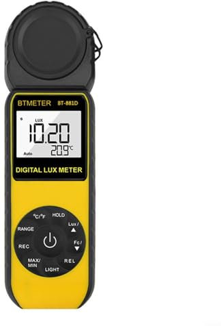 HOHOVYVY Belichtungsmesser,BT-881D Digitales Luxmeter Umgebungsthermometer Mit Drehbarem LUX/FC-Sensorkopf