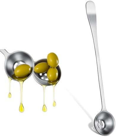 Cuchara de aceituna de acero inoxidable para pepinillos con agujero de drenaje, cuchara ranurada, cucharas de cocina, tarro, herramientas de servir para aceitunas, encurtidos, cebollas, cerezas