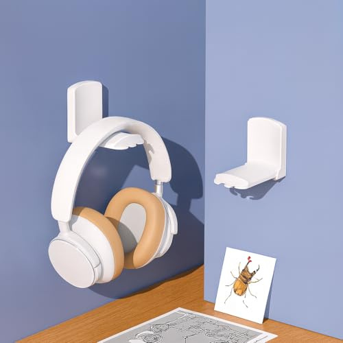 Asonen 2er Pack Faltbarer Kopfhörerständer, Unter-Tisch Headset-Halter mit rutschfester Silikonauflage, Klebehaken für Gaming & Büro-Kopfhörer