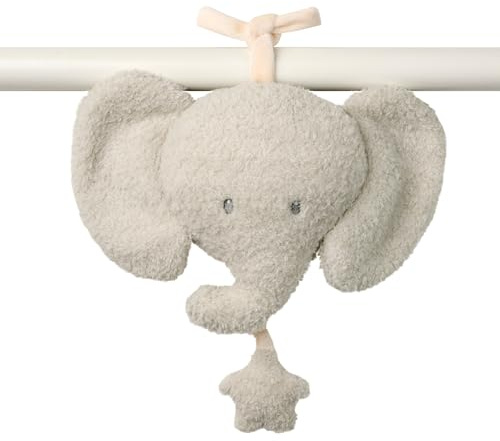 Nattou Aktiv-Kuscheltier aus Polyester, Mit Musik, Elefant, Zum Aufhängen, Ca. 16 cm, Teddy, Grey