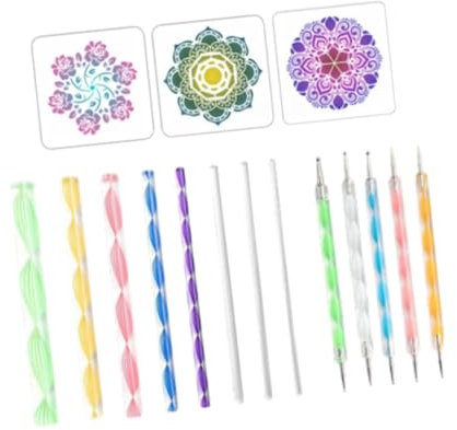 Baoblaze 16-teiliges Mandala-Set, Mandala-Punktierwerkzeug, DIY-Bastelprojekt, Mandala-Punktierstift, Maniküre mit Schablonen, Art-Dots-Tool, B Set