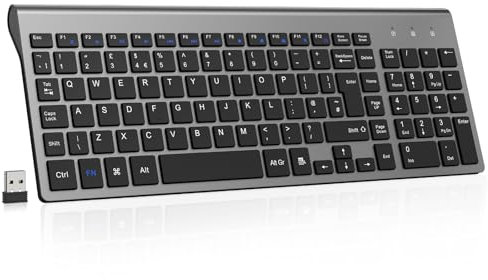 EasyTyping Wireless Keyboard for Laptop, Silent Compact USB Computer Keyboards for PC, Laptop, Desktop and Windows 10/8/7/XP - Gray