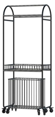 Porte-serviettes sur pied Support de rangement de salle de bain, porte-serviettes intégré, lavabo de baignoire, support de rangement mobile au sol de la salle de bain, panier à linge avec roulettes Po