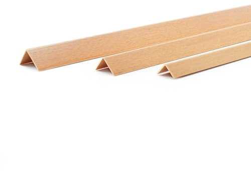 DQ-PP WINKELPROFIL – Größe: 15x15mm – Länge: 40m (20x 2m) – Farbe: Buche – Material: PVC – Kunststoff Winkelleiste – Außenecke Kantenschutz Wand Eckprofil Kunststoffwinkel L-Profil