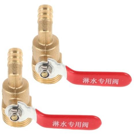 BCOATH 2pcs Red Handle Bent Spout Brass Ball Valve Water Shut off Valve for Hose Plumbing Fittings