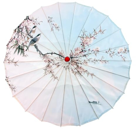 Tmboryuu Sombrillas orientales elegantes con marco de bambú, paraguas de papel aceitado para bodas y cosplay, OO
