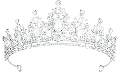 Kristall Hochzeit Tiara Krone mit Strasssteinen Prinzessin Diadem für Geburtstag Kristall Strass Metalllegierung Strasssteine Damen Braut Haarschmuck (Silberne Strauchzweig-Krone)