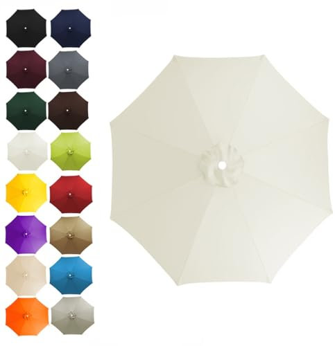 Telo di ricambio for ombrellone da giardino 3/3,5/4 m for ombrelloni da esterno for ombrellone a 8 stecche impermeabile anti-UV for patio esterno(Off-white,4m)