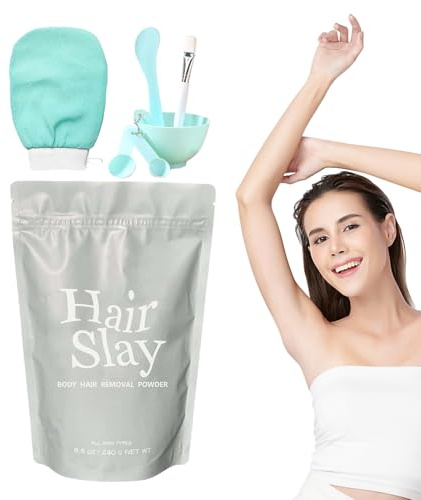 Juego de depilación corporal en polvo, depiladora instantánea e indolora para piernas y un cuerpo liso, ingredientes naturales, con guante exfoliante para mujeres, hombres, hogar, viajes, viajes