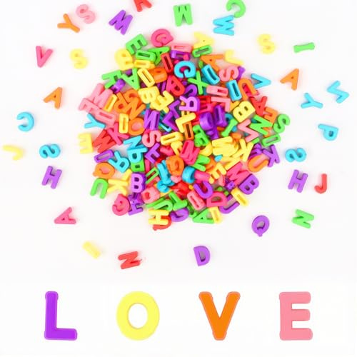 200 Stück Buchstabenperlen Bunt, A-Z 3D Alphabet Perlen, Acryl Buchstaben Perlen Set mit Loch, Fädelperlen für Armbänder, Halsketten, DIY Schmuck Herstellung, Schlüsselanhänger, Namensketten Handwerk