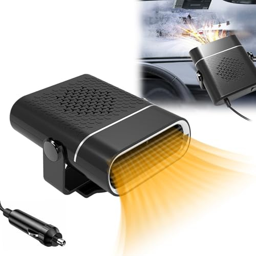 Horuili® Riscaldatore per auto, riscaldatore/sbrinatore per auto da 120 W, ventilatore per auto 2 in 1 con funzione di riscaldamento e raffreddamento, portatile, sbrinatore per parabrezza