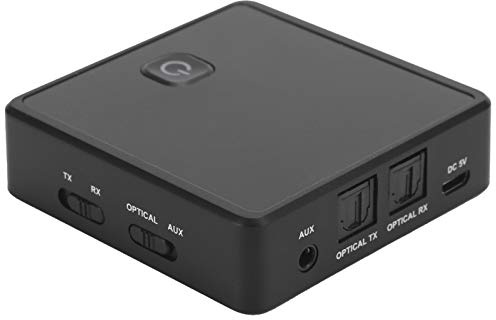 OVAQUIXI Bluetooth 5.0 Émetteur Récepteur, 2-en-1 Adaptateur Audio sans Fil 3.5mm Plug & Play pour AUX, TV, PC, Chaîne Hi-FI