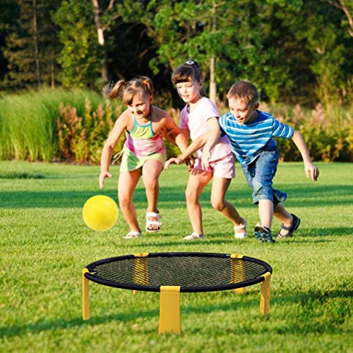 POENVFPO Set da Gioco a Rete Rotonda, Set da Gioco per Pallone da Spiaggia Ad Alta elasticità con 4 Palline, Ideale per Bambini e Adulti in Spiaggia e in Cortile (Come mostrato)