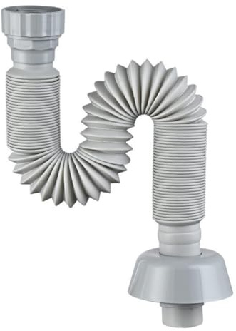 CashMuch Dnt Tubo di scarico flessibile per lavello con U-Bend Water Sl, filtro per tubo da cucina bianco ABS per appartamenti, hotel e case, installazione Sy, grande diametro per drenaggio F