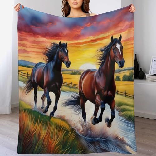 AASWDDS Couverture Polaire Cheval, en Flannel Douce Chaude Et Confortable, pour Canapé Ou Lit. Linge De Lit Couvre-lit Couvertures 130×150cm
