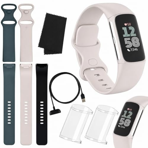Fitbit Charge 6 Fitness Tracker (Bundle) - Schwarz/Obsidian - Herzfrequenz, GPS, Schlaf- & Stress-Tracking + Schnellladegerät & Reinigungstuch (Porzellan)
