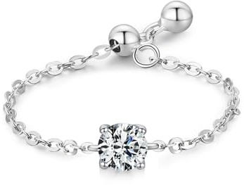 Ayoiow Vorsteckring Weißgold 585 für Damen, 0.25ct Labordiamantkein Edelstein Solitär Kette Weißgold Ringe 585 für Sie, 14 Karat Größe 53 (16.9)